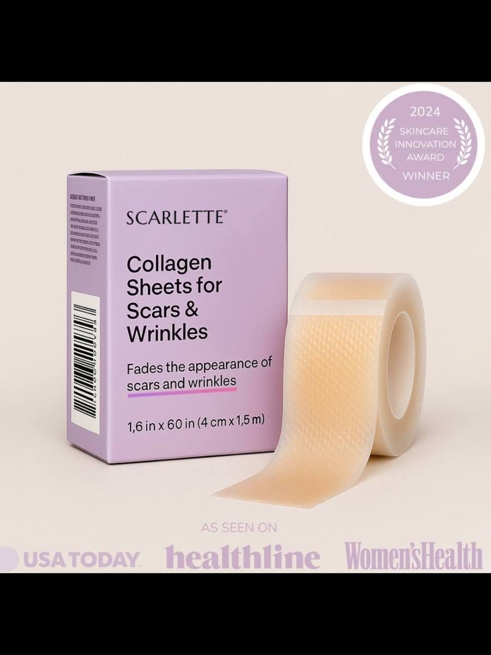 Scarlette Collagen Sheets for Scars & Wrinkles - Lavender Box with Beige Sheet